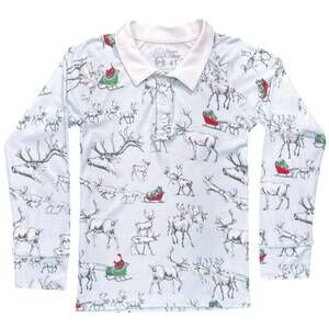 NEW HEYWARD HOUSE kid's long sleeve polo top in reindeer in training